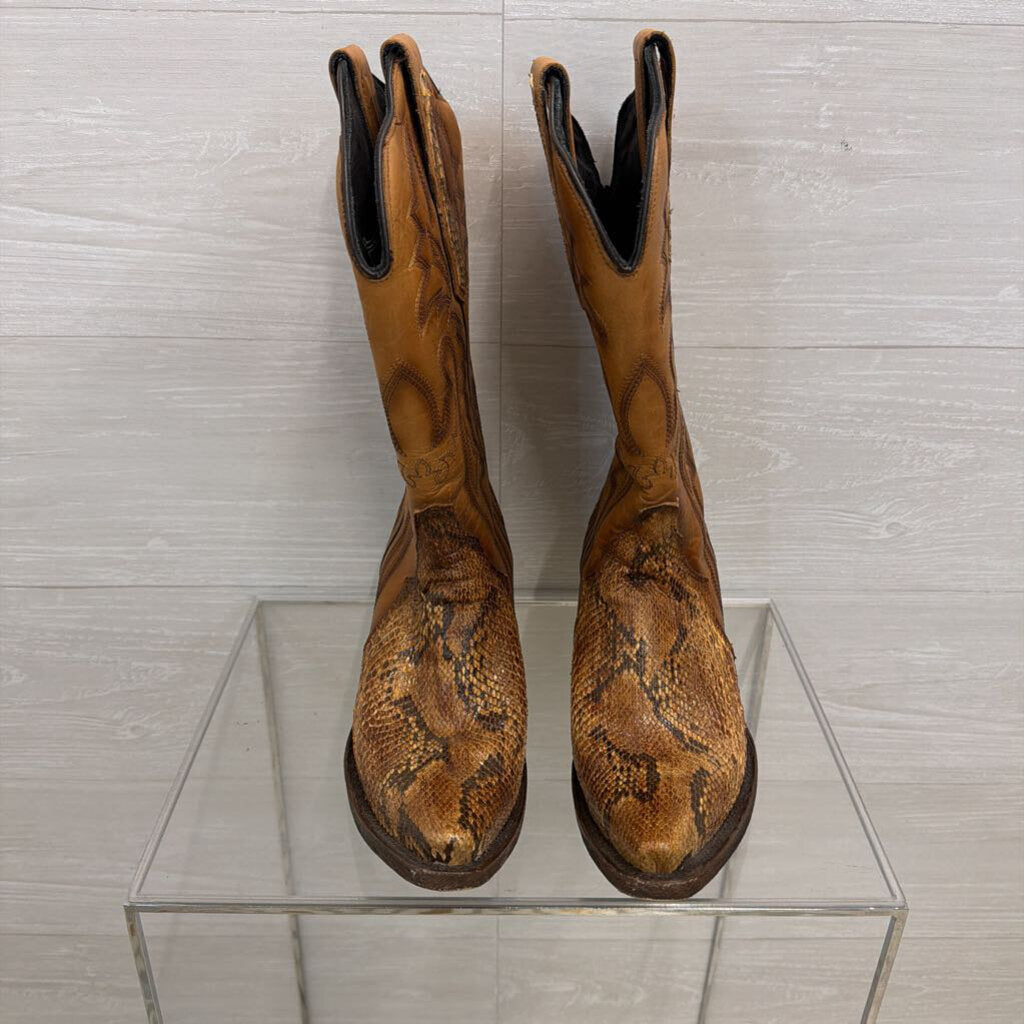 JB Dillon Brown Leather Reserve Python Western Boots 7.5