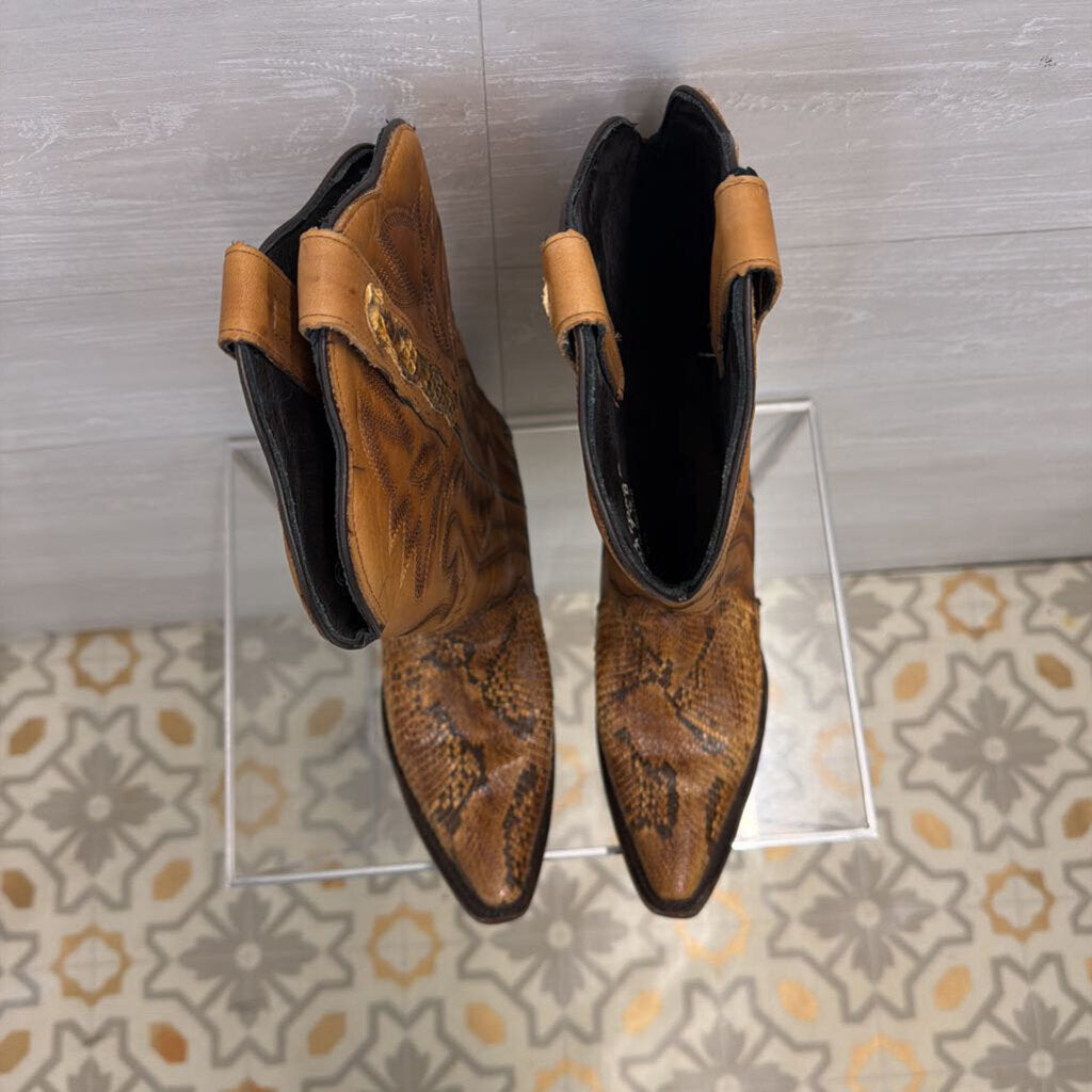 JB Dillon Brown Leather Reserve Python Western Boots 7.5