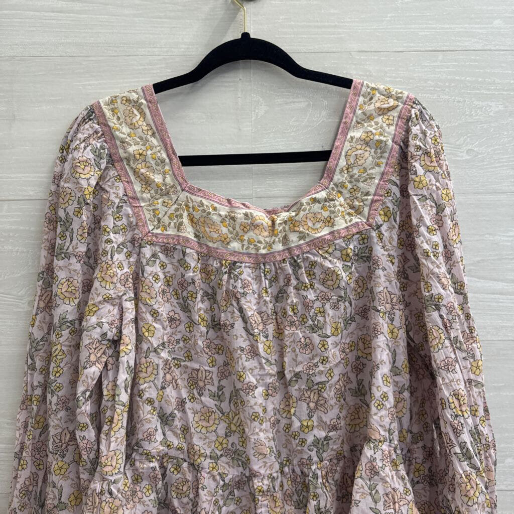 American Eagle Pink Floral Print Long Sleeve Top Small