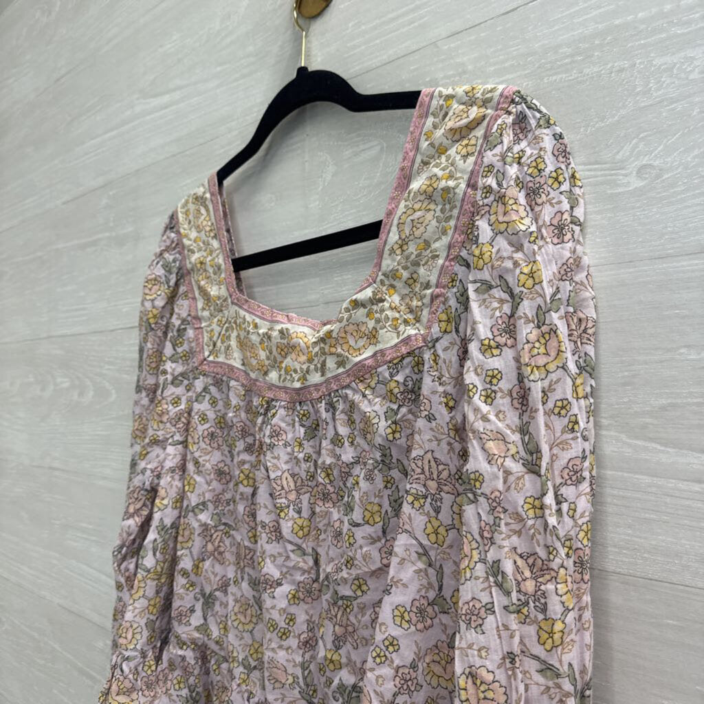 American Eagle Pink Floral Print Long Sleeve Top Small