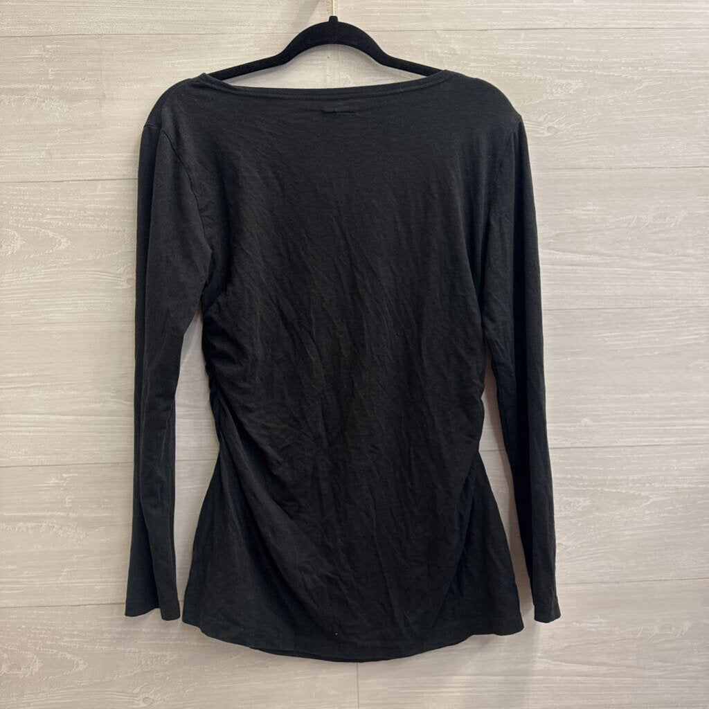 Synergy Black/ Purple Embroidered Flower Long Sleeve Top Medium
