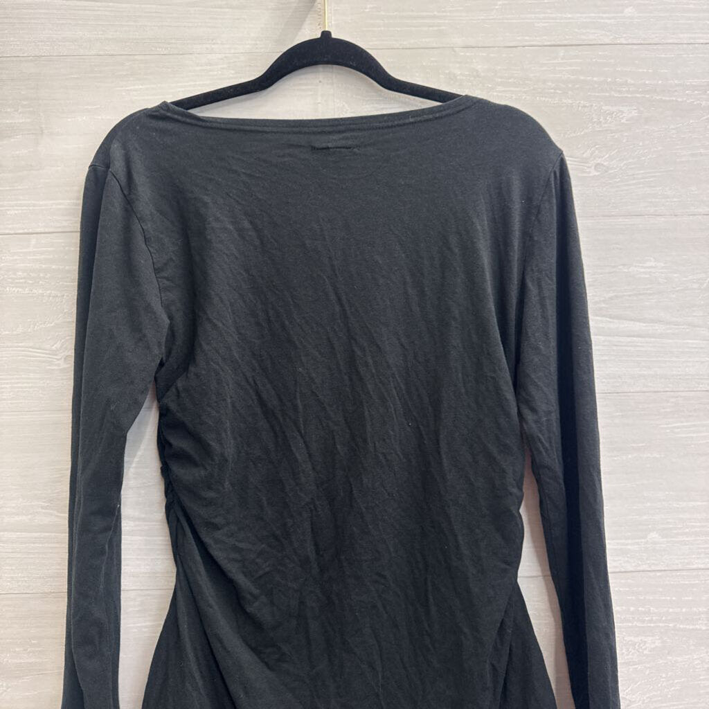 Synergy Black/ Purple Embroidered Flower Long Sleeve Top Medium