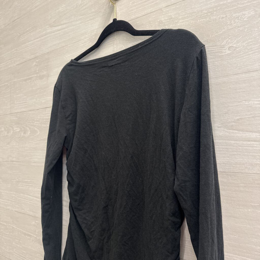 Synergy Black/ Purple Embroidered Flower Long Sleeve Top Medium