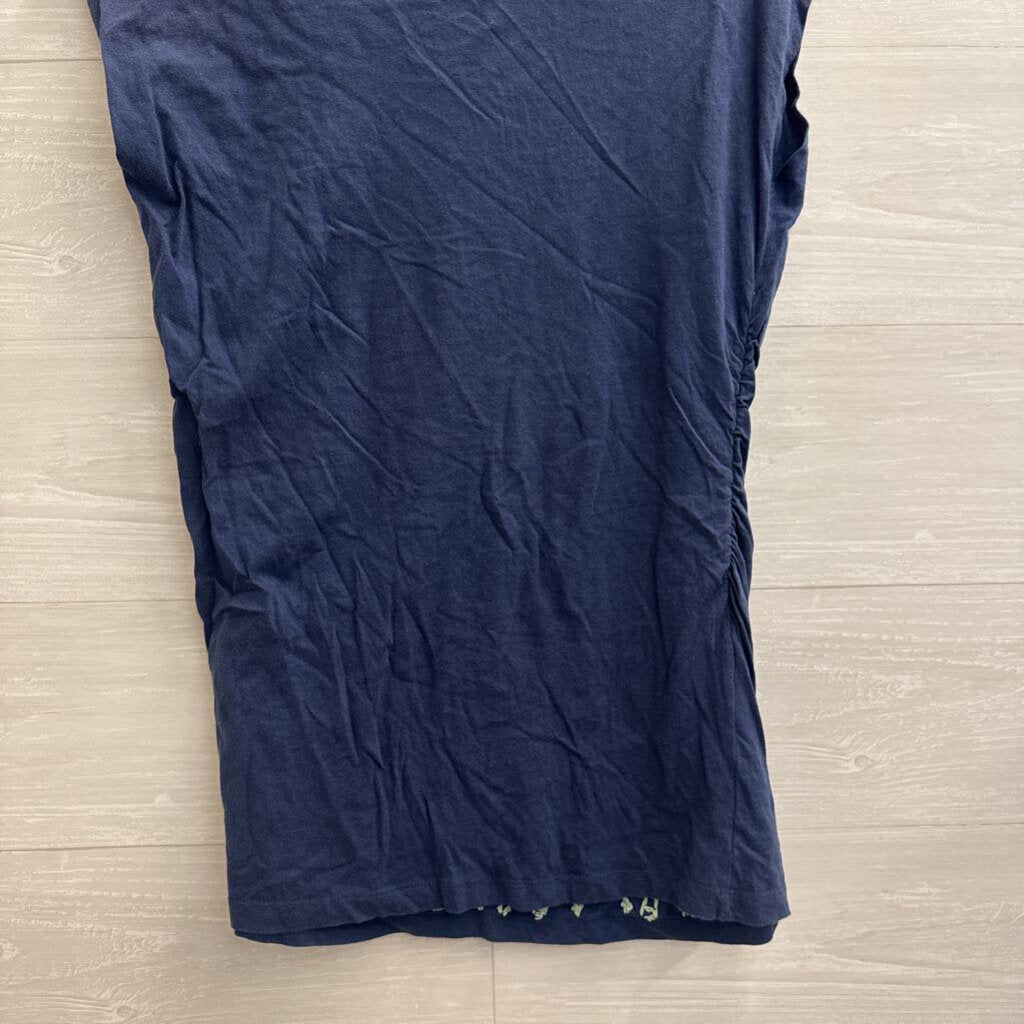 Synergy Navy/ Purple Embroidered Flower Short Sleeve Top Large