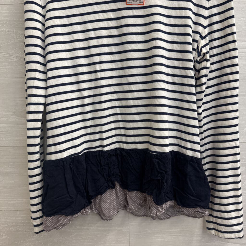 Comme Toi Navy/ White Striped Layered Hem Long Sleeve Top Large