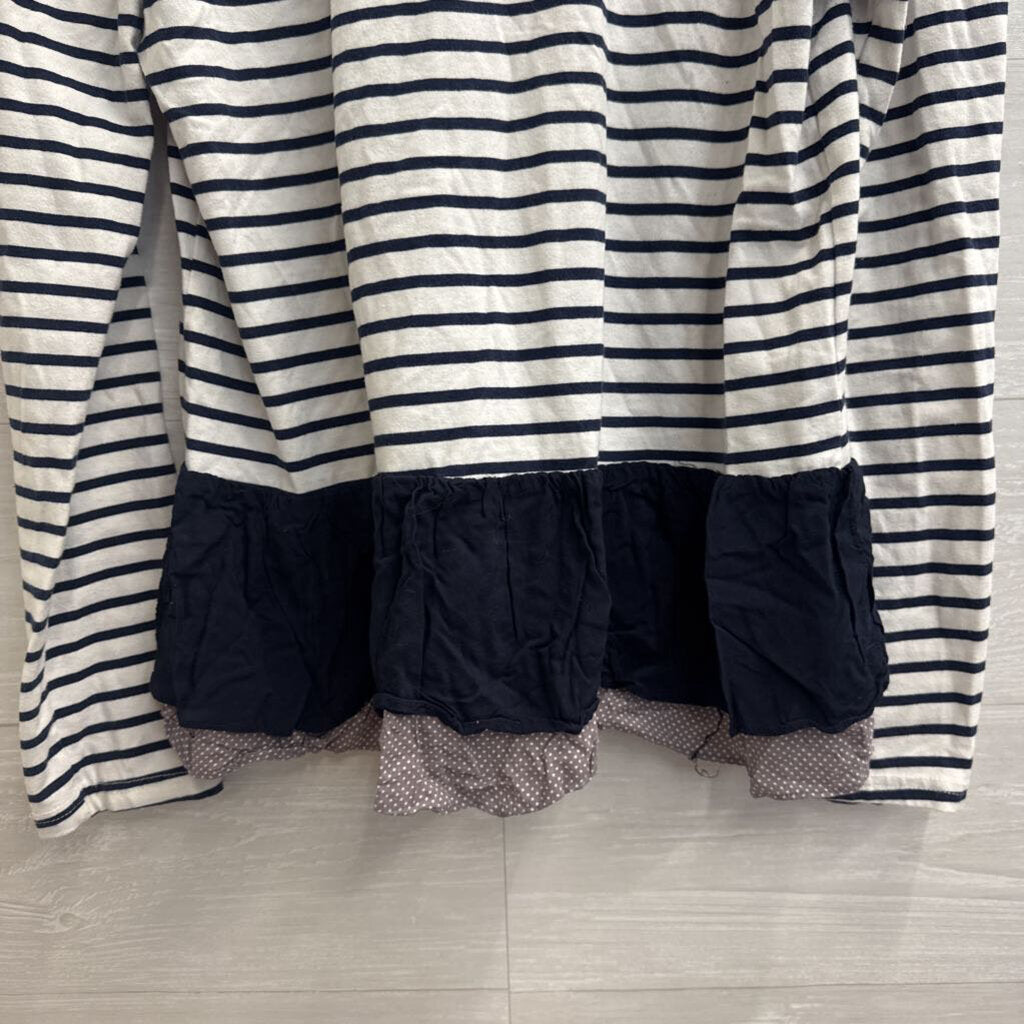 Comme Toi Navy/ White Striped Layered Hem Long Sleeve Top Large