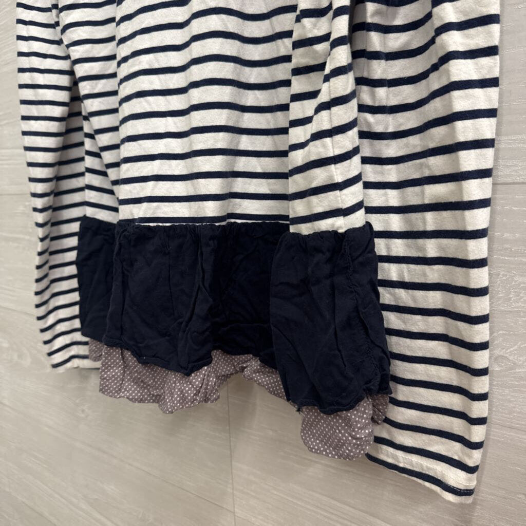 Comme Toi Navy/ White Striped Layered Hem Long Sleeve Top Large