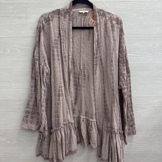 Easel Purple Print Open Front Long Sleeve Top Small