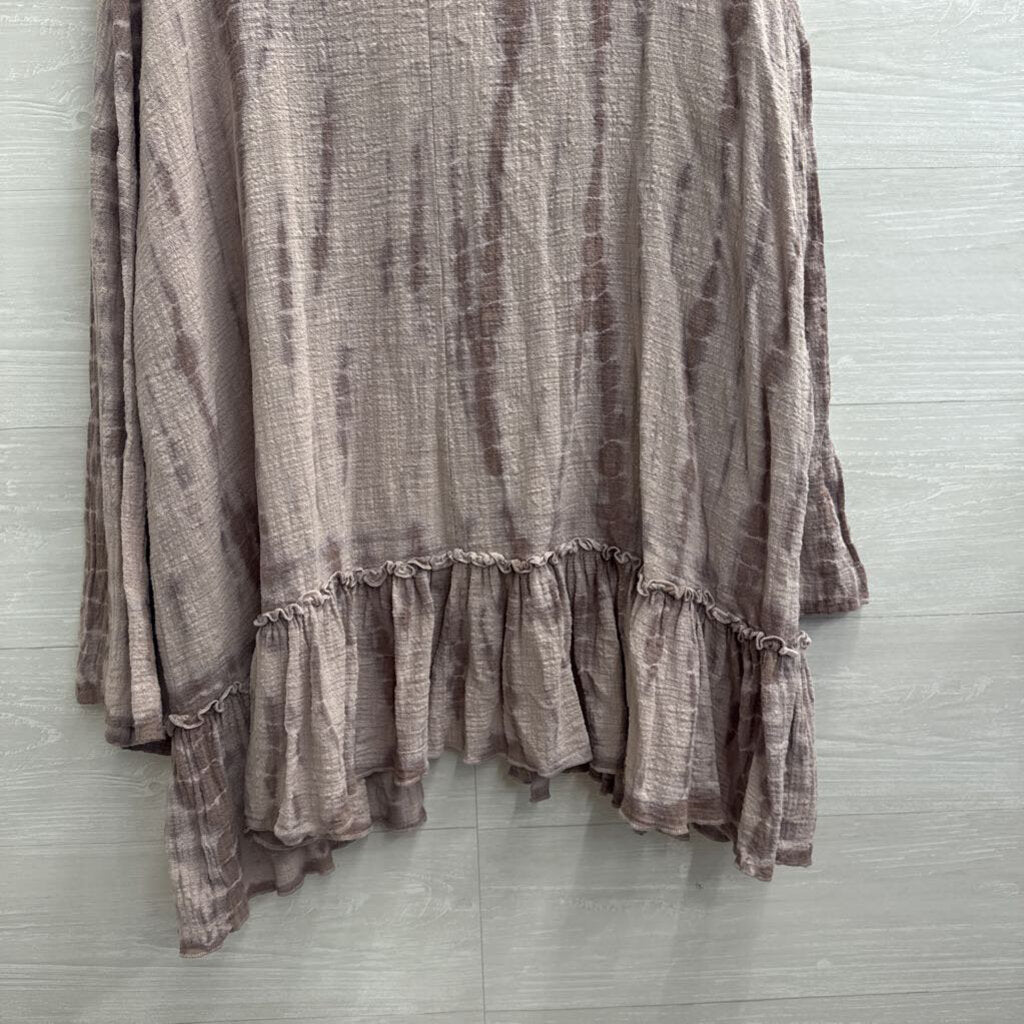 Easel Purple Print Open Front Long Sleeve Top Small