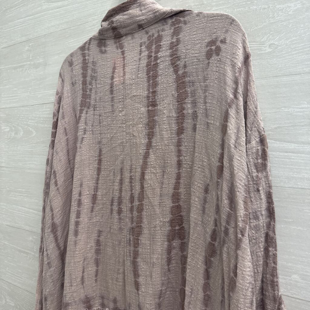 Easel Purple Print Open Front Long Sleeve Top Small