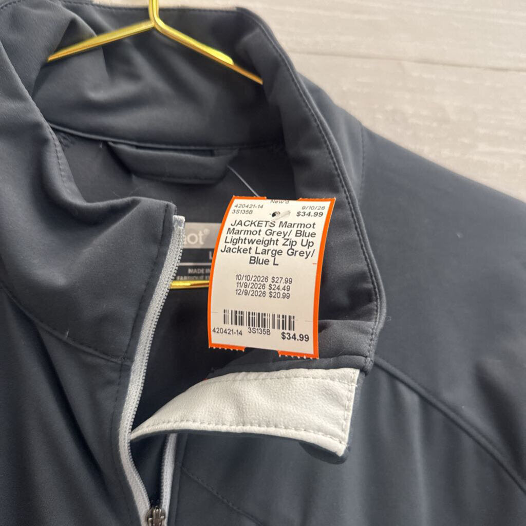 Marmot Grey/ Blue Lightweight Zip Up Jacket Large