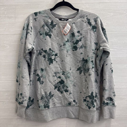 The North Face Grey/ Green Print Crewneck Pullover Large