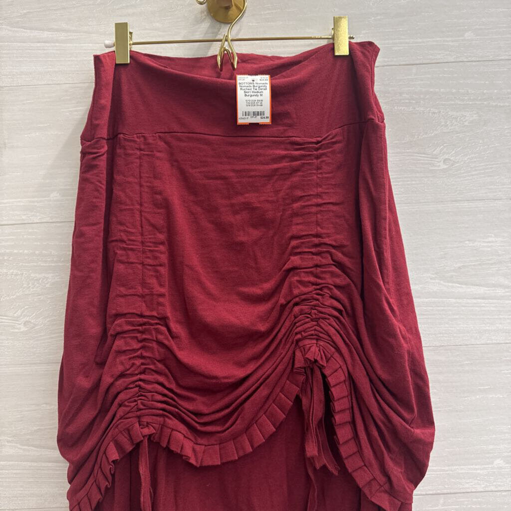 Nomads Burgundy Ruched Tie Detail Skirt Medium