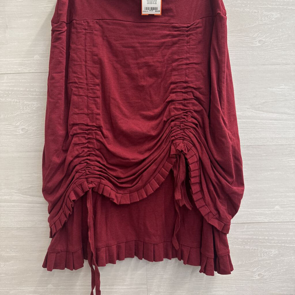 Nomads Burgundy Ruched Tie Detail Skirt Medium