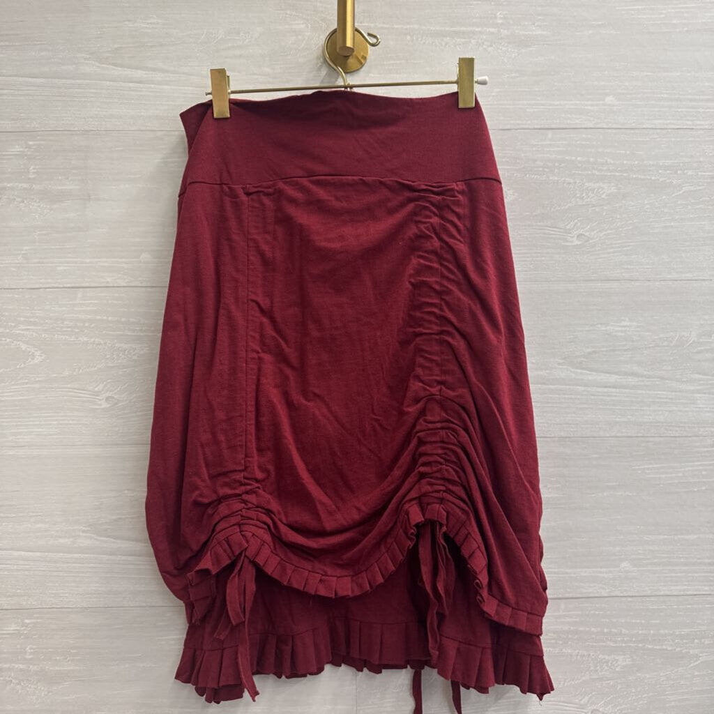 Nomads Burgundy Ruched Tie Detail Skirt Medium