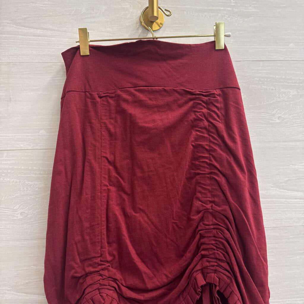 Nomads Burgundy Ruched Tie Detail Skirt Medium