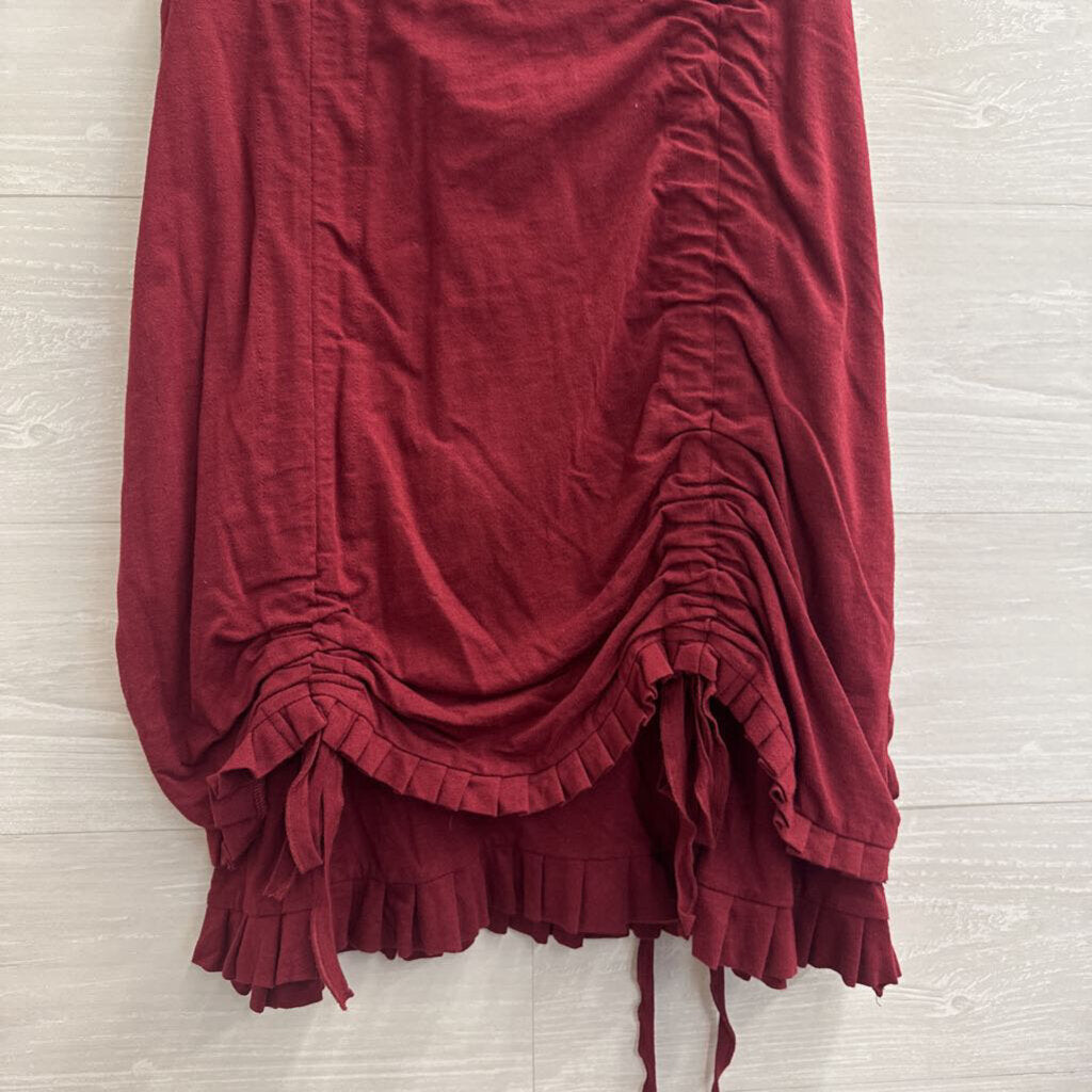 Nomads Burgundy Ruched Tie Detail Skirt Medium
