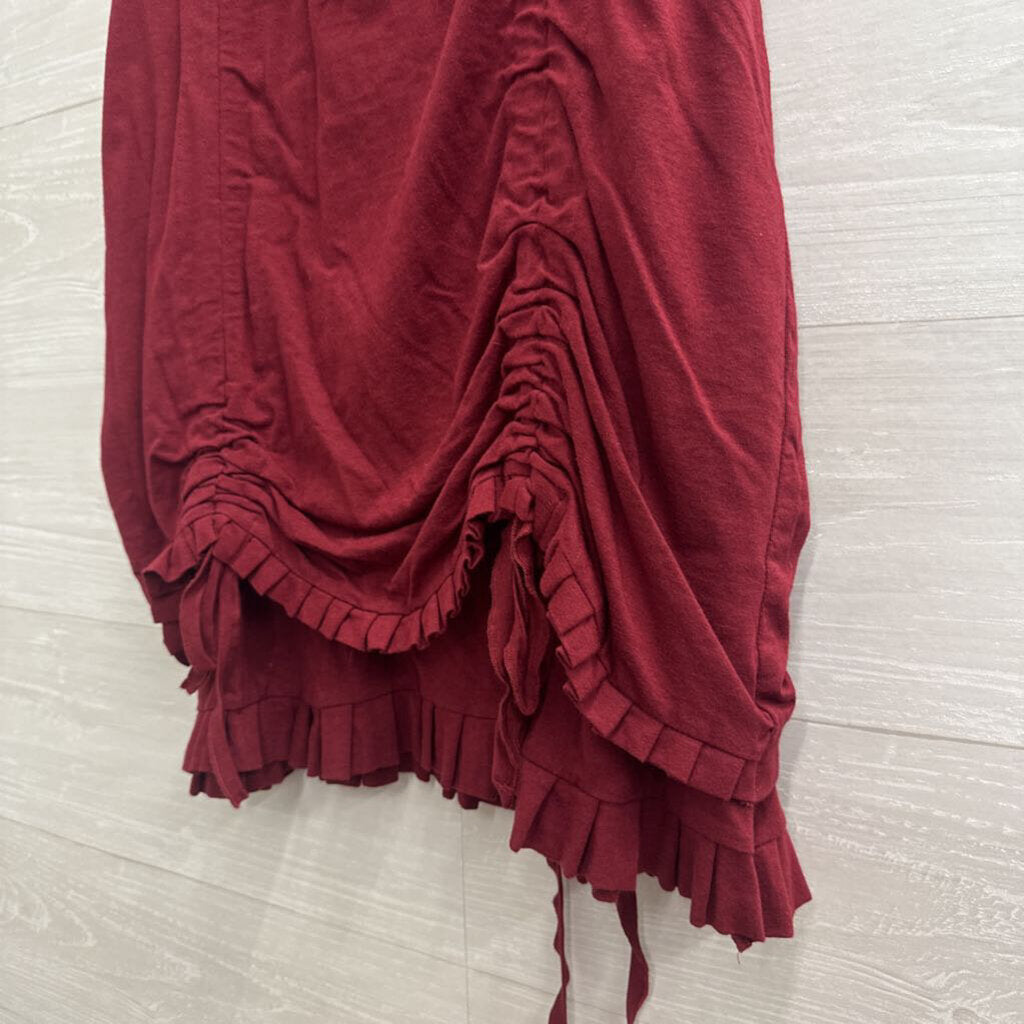 Nomads Burgundy Ruched Tie Detail Skirt Medium
