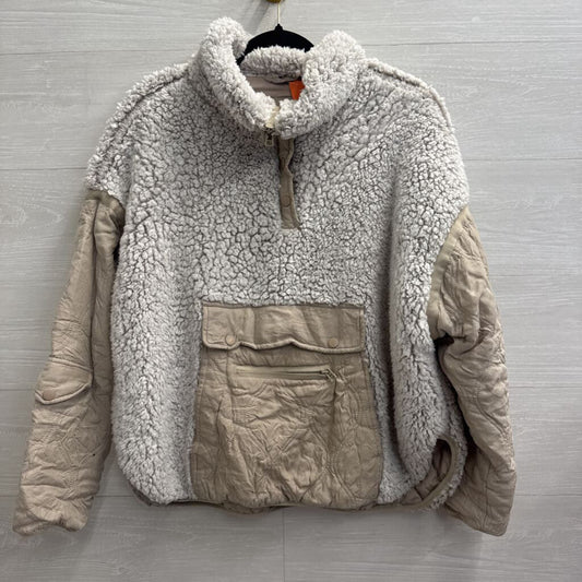 Blank NYC Grey Cozy Sherpa Mixed Media Pullover Medium