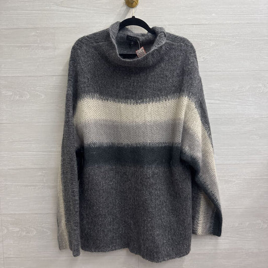 Rag and Bone Grey Knit Striped Detail Long Sleeve Sweater Large