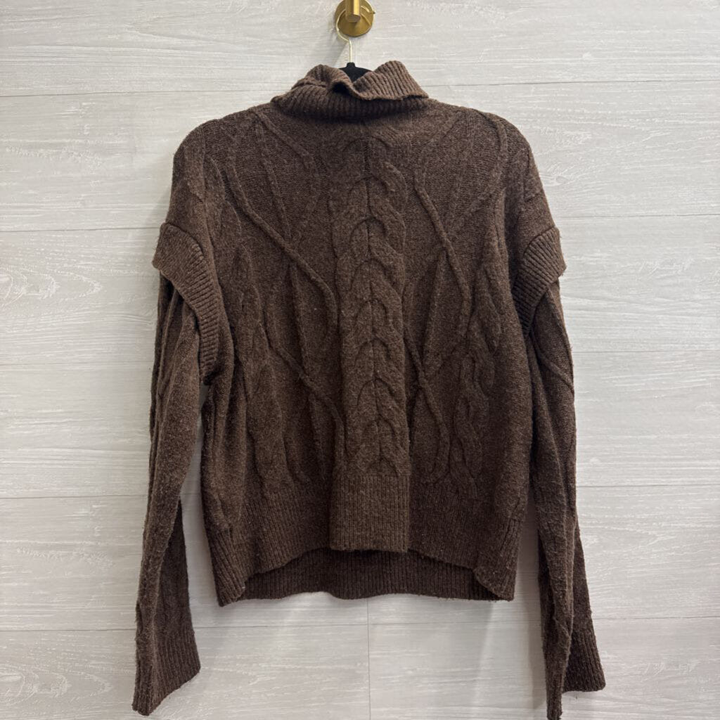 Elie Brown Cable Knit Turtleneck Sweater Large