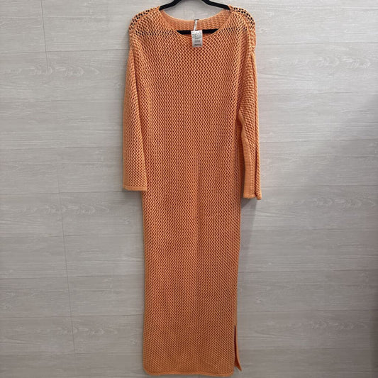 YFB Orange Open Knit Long Sleeve Unlined Maxi Dress Medium