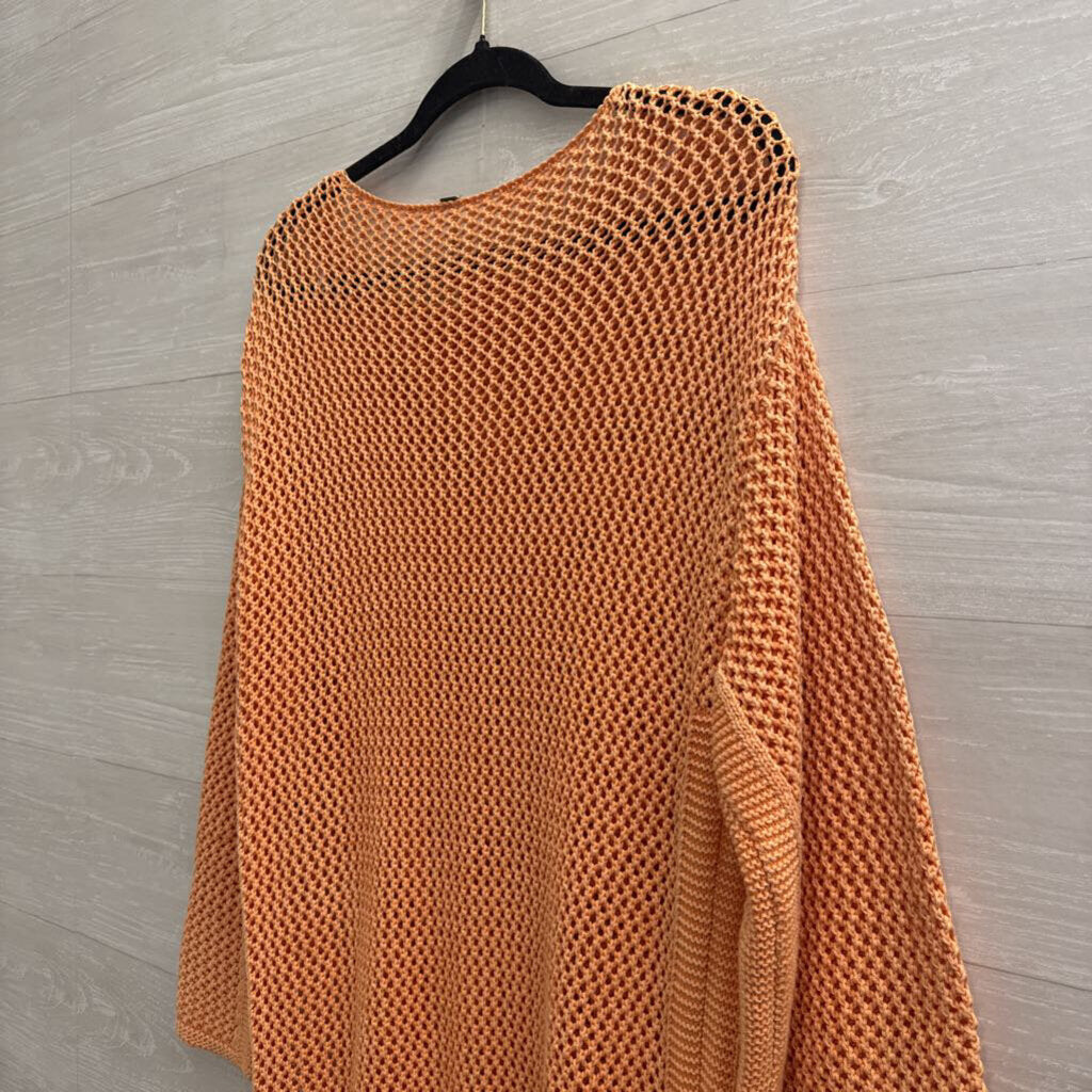 YFB Orange Open Knit Long Sleeve Unlined Maxi Dress Medium