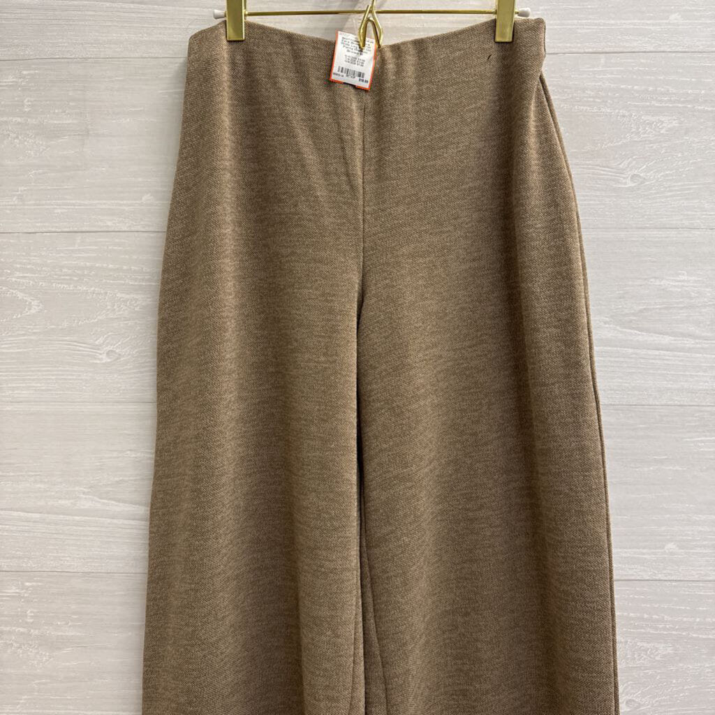 Zara Brown Knit Wide Leg Pull On Pants Medium