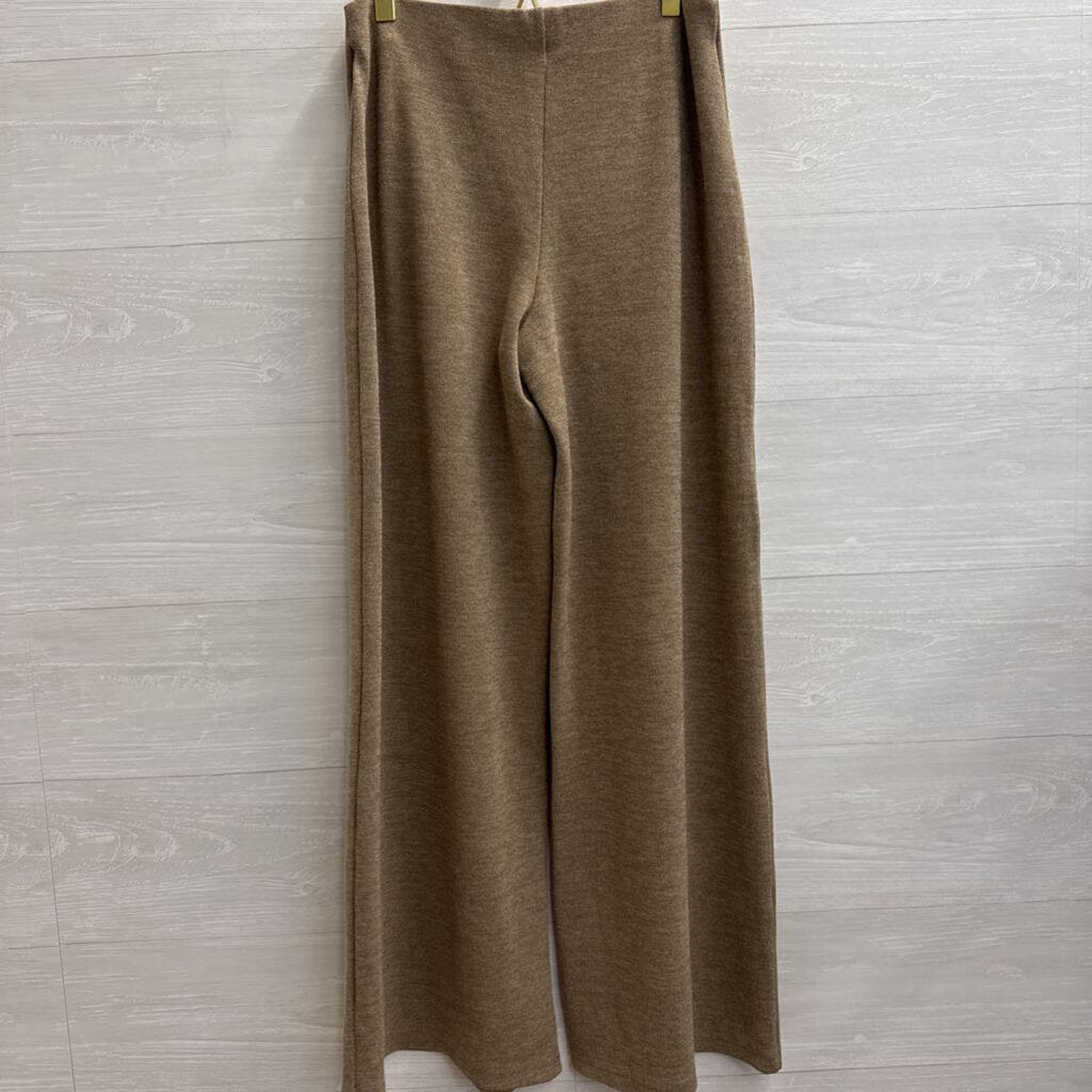 Zara Brown Knit Wide Leg Pull On Pants Medium