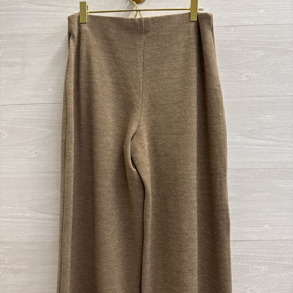 Zara Brown Knit Wide Leg Pull On Pants Medium