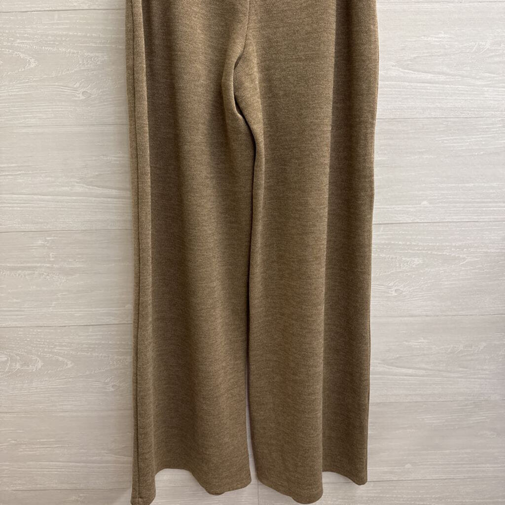 Zara Brown Knit Wide Leg Pull On Pants Medium