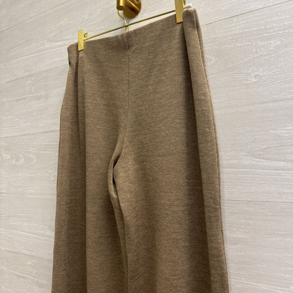 Zara Brown Knit Wide Leg Pull On Pants Medium