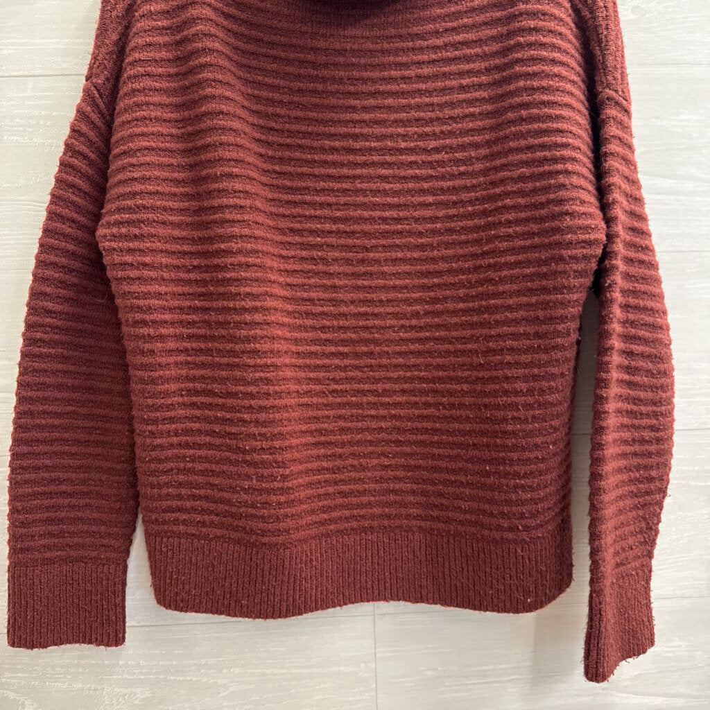 Madewell Burgundy Ribbed Knit Mock Neck Sweater Small