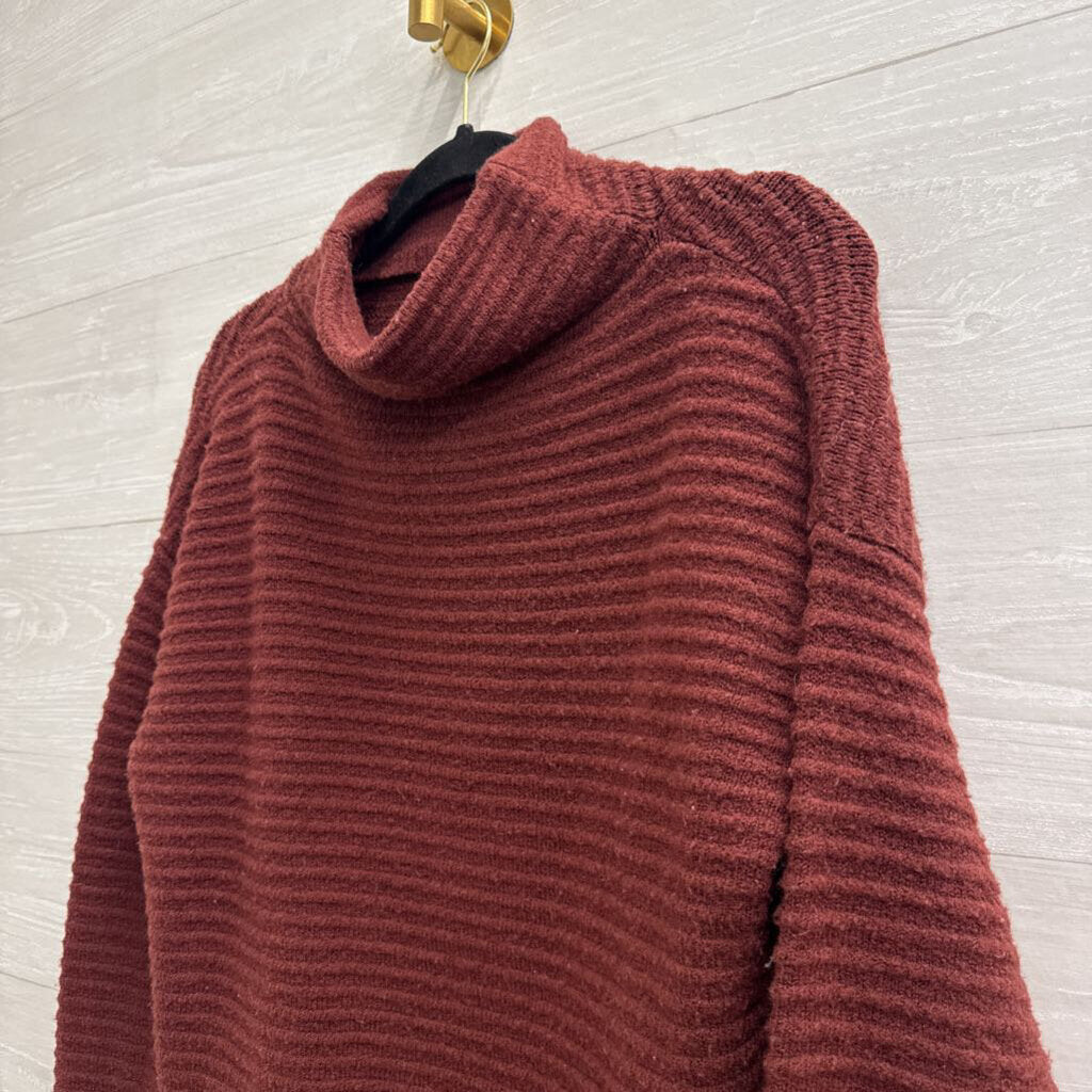 Madewell Burgundy Ribbed Knit Mock Neck Sweater Small