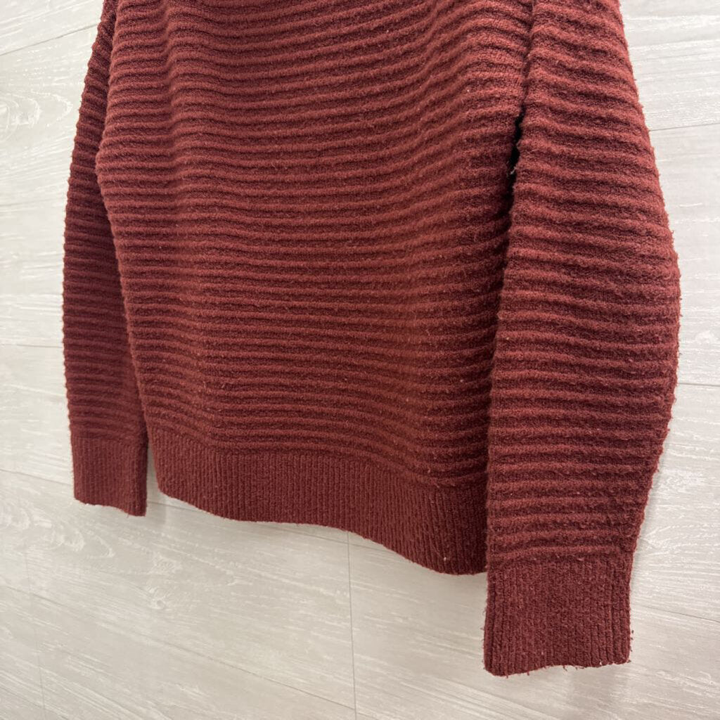 Madewell Burgundy Ribbed Knit Mock Neck Sweater Small