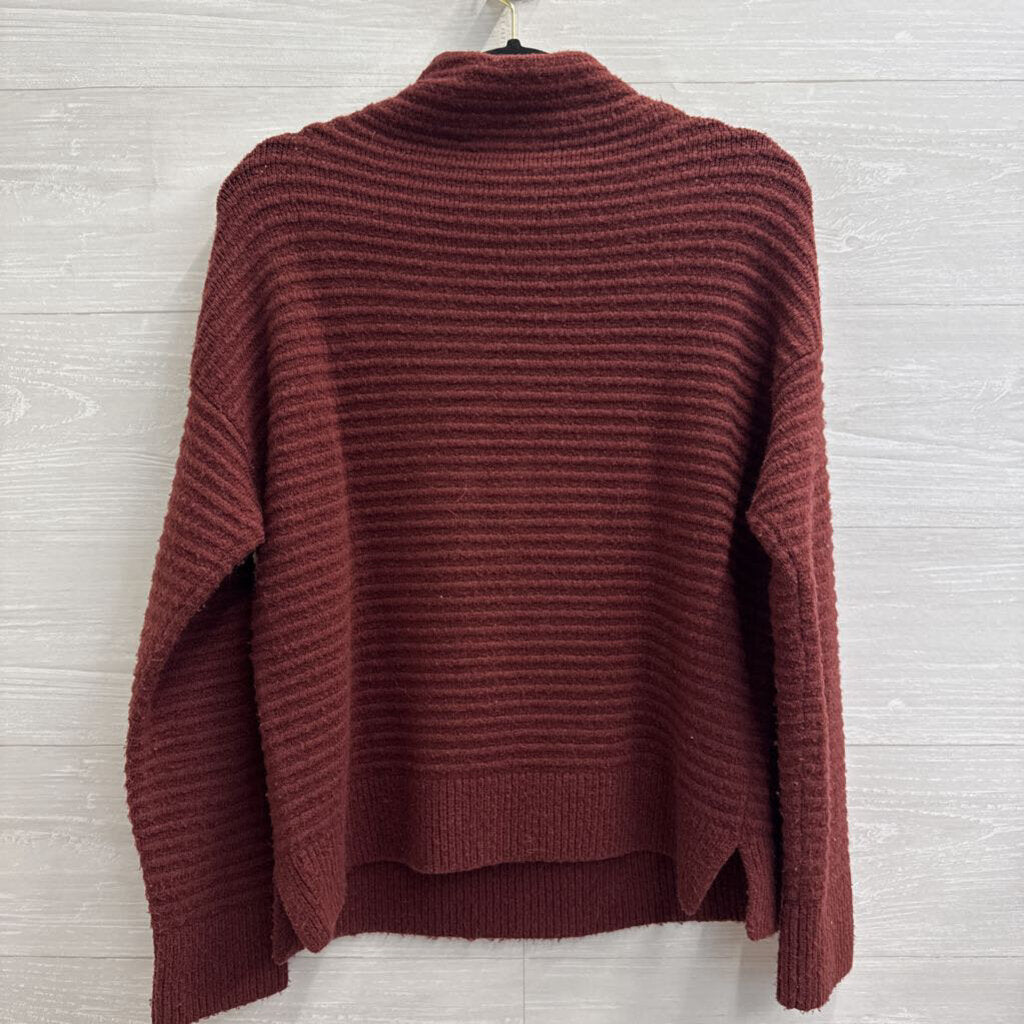 Madewell Burgundy Ribbed Knit Mock Neck Sweater Small