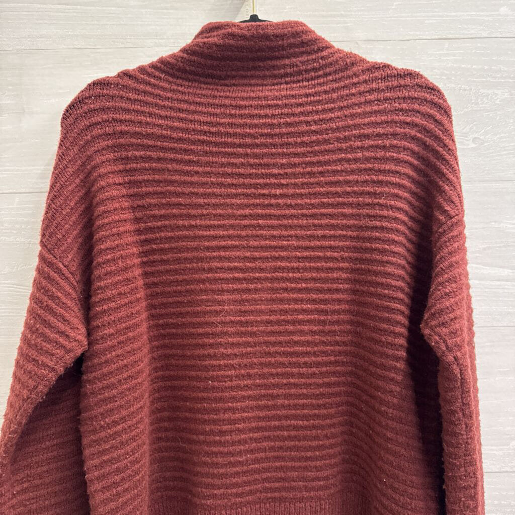 Madewell Burgundy Ribbed Knit Mock Neck Sweater Small