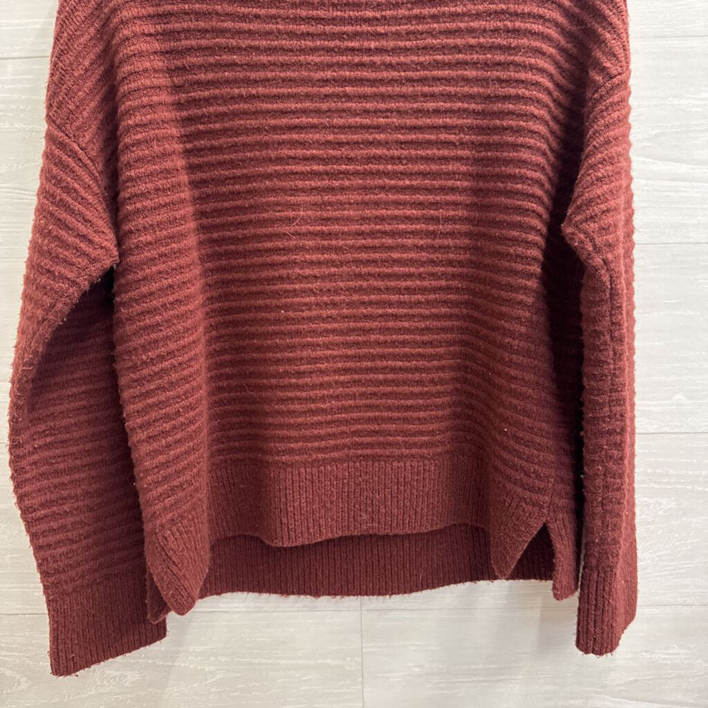 Madewell Burgundy Ribbed Knit Mock Neck Sweater Small