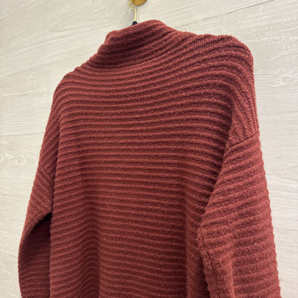 Madewell Burgundy Ribbed Knit Mock Neck Sweater Small