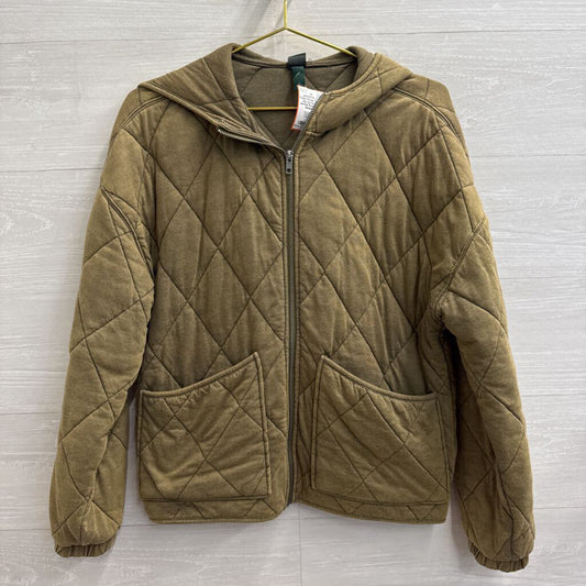 Green Quilted Zip Up Hooded Jacket Extra Small