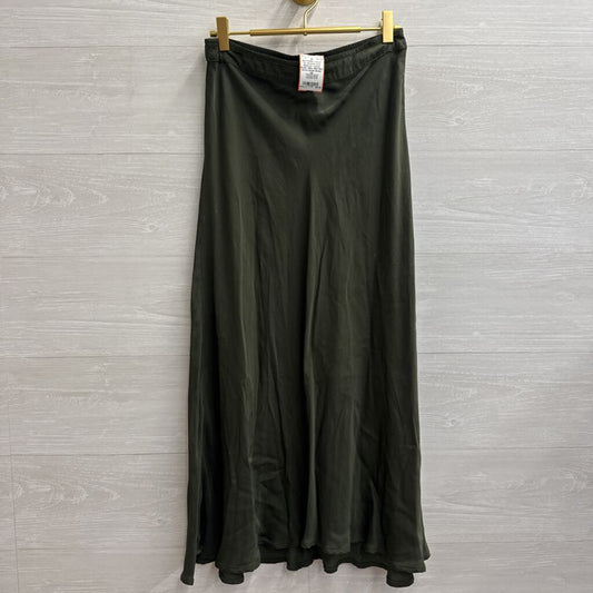 Velvet Green Silky Midi Skirt Extra Small