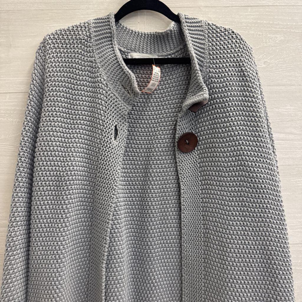 Willow Grey Knit Wooden Button Detail Long Sleeve Sweater Large