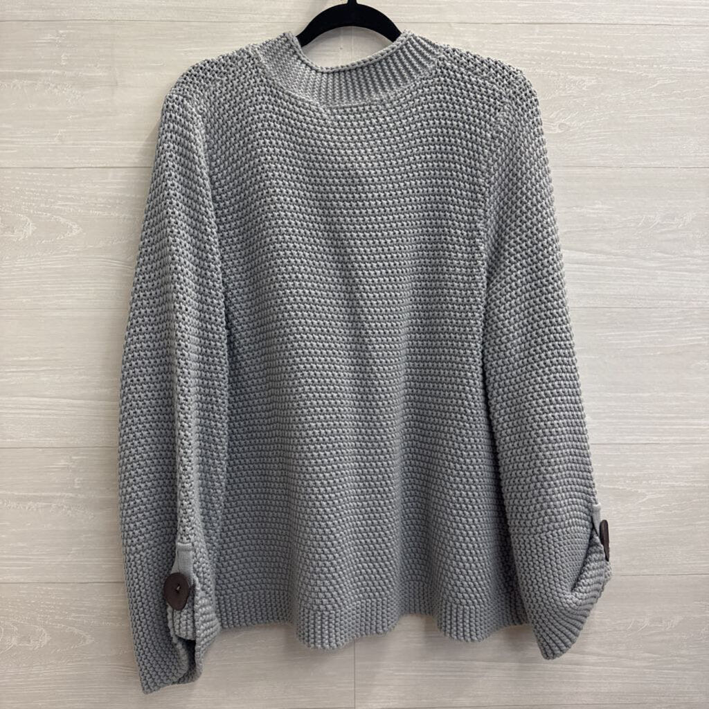Willow Grey Knit Wooden Button Detail Long Sleeve Sweater Large