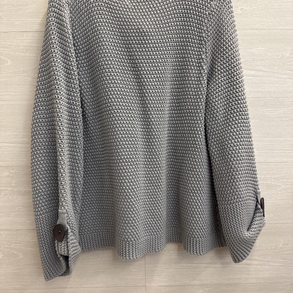 Willow Grey Knit Wooden Button Detail Long Sleeve Sweater Large