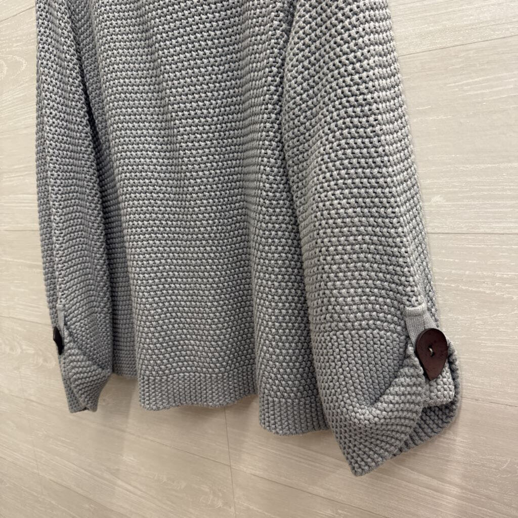 Willow Grey Knit Wooden Button Detail Long Sleeve Sweater Large