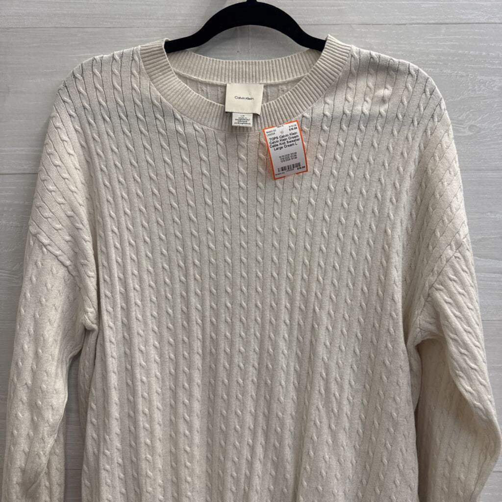 Calvin Klein Cream Cable Knit Sweater Large