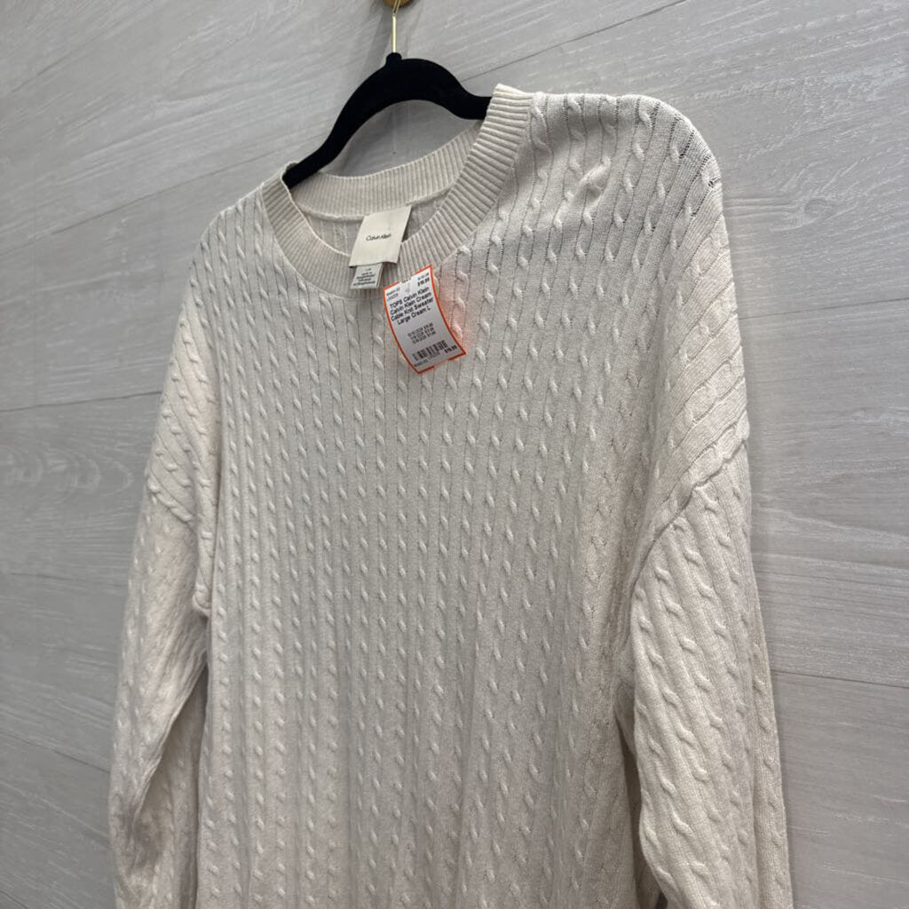 Calvin Klein Cream Cable Knit Sweater Large