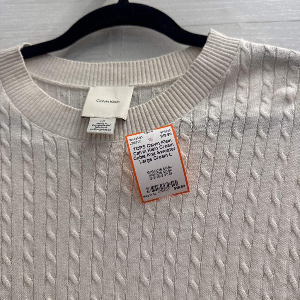 Calvin Klein Cream Cable Knit Sweater Large