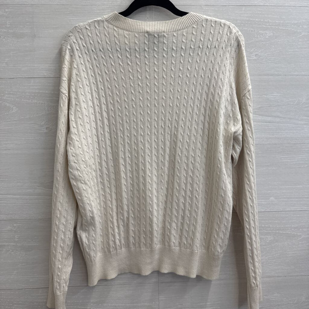 Calvin Klein Cream Cable Knit Sweater Large
