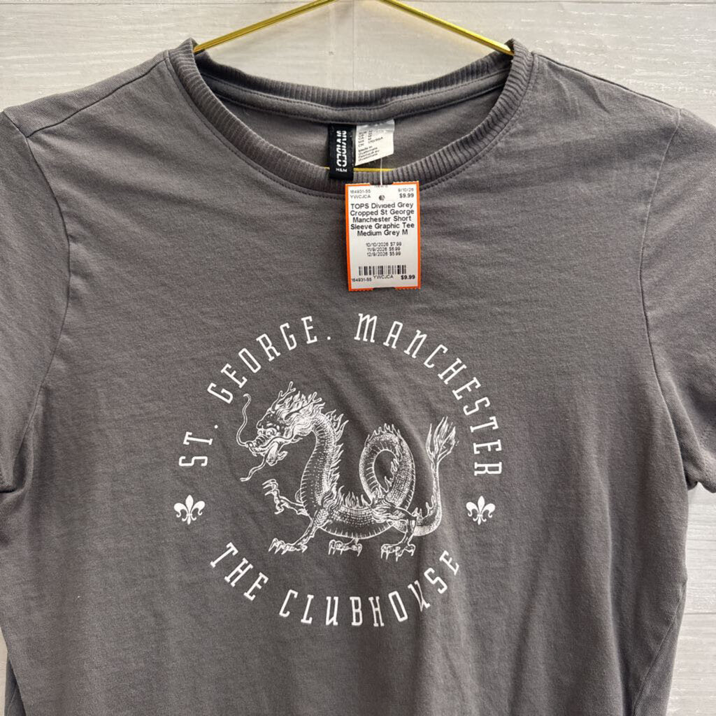 Grey Cropped St George Manchester Short Sleeve Graphic Tee Medium